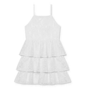 BARDOT Girls Cartia Tiered-Ruffle Lace Dress Size 18 XXL Ivory White NWT